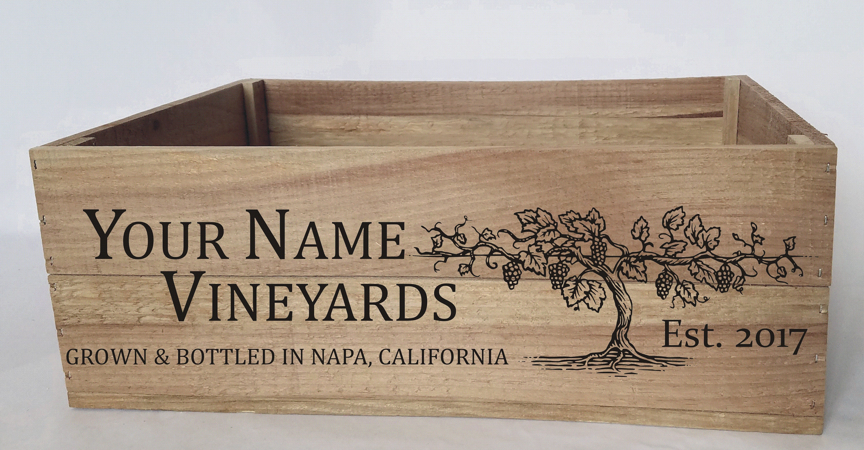 Personalized Vineyard crate wine crate laser engraved crate Etsy