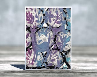 Hand Printed Folded Blank Greeting Card 5 x 7