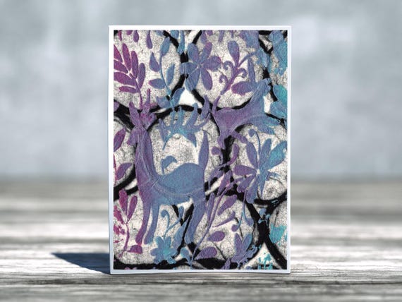 Hand Printed Folded Blank Greeting Card 5 x 7