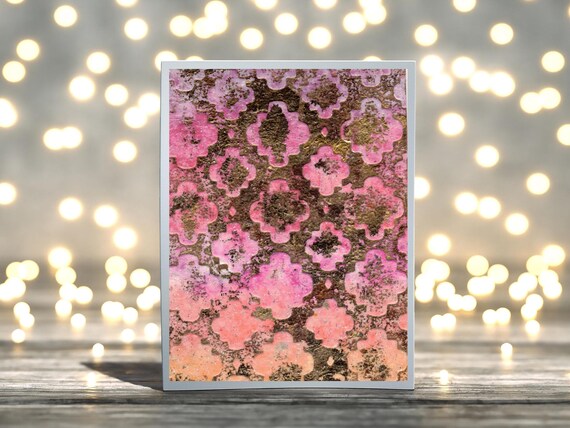Geometric Embossed Folded Blank Greeting Card, Thank You Card