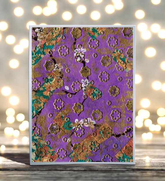 Cherry Blossom Embossed Folded Blank Greeting Card