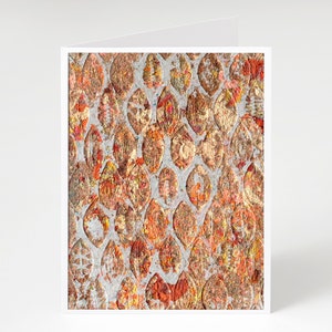 Handmade Paper & Metal Leaf Embossed Folded Blank Greeting Card, Thank You Card