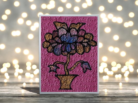 Antique Art Embossed Folded Blank Greeting Card