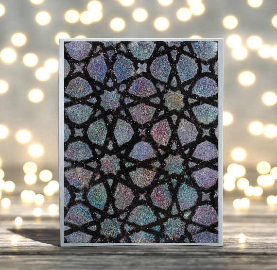 Handmade Geometric Glittery Blank Card