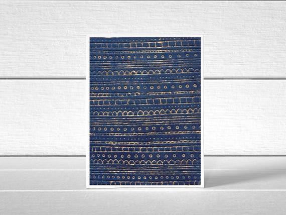 Geometric Embossed Indigo Folded Blank Greeting Card
