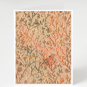 Handmade Paper & Metal Leaf Embossed Folded Blank Greeting Card, Thank You Card