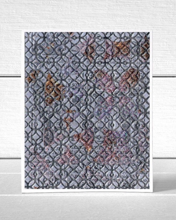 Geometric Flowers Embossed Folded Blank Greeting Card, Thank You Card