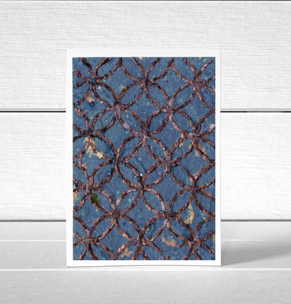 Silk Sashiko on Handmade Indigo Paper - Folded Blank Greeting Card