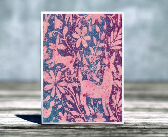 Hand Printed Folded Blank Greeting Card 5 x 7