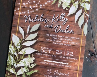Farmhouse Rustic Boho Greenery Wedding Invitation