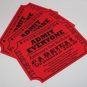 Carnival Birthday Ticket Invitation image 1