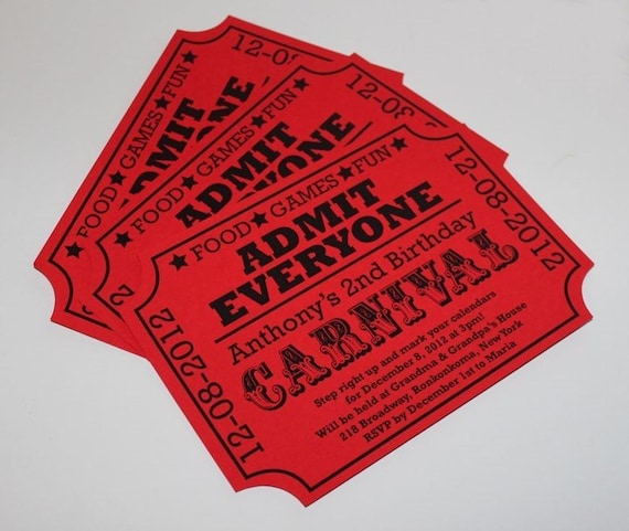 Carnival Birthday Ticket Invitation