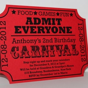 Carnival Birthday Ticket Invitation image 2