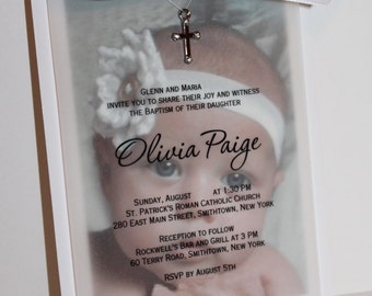 Olivia - Baby Photo Baptism Invitation