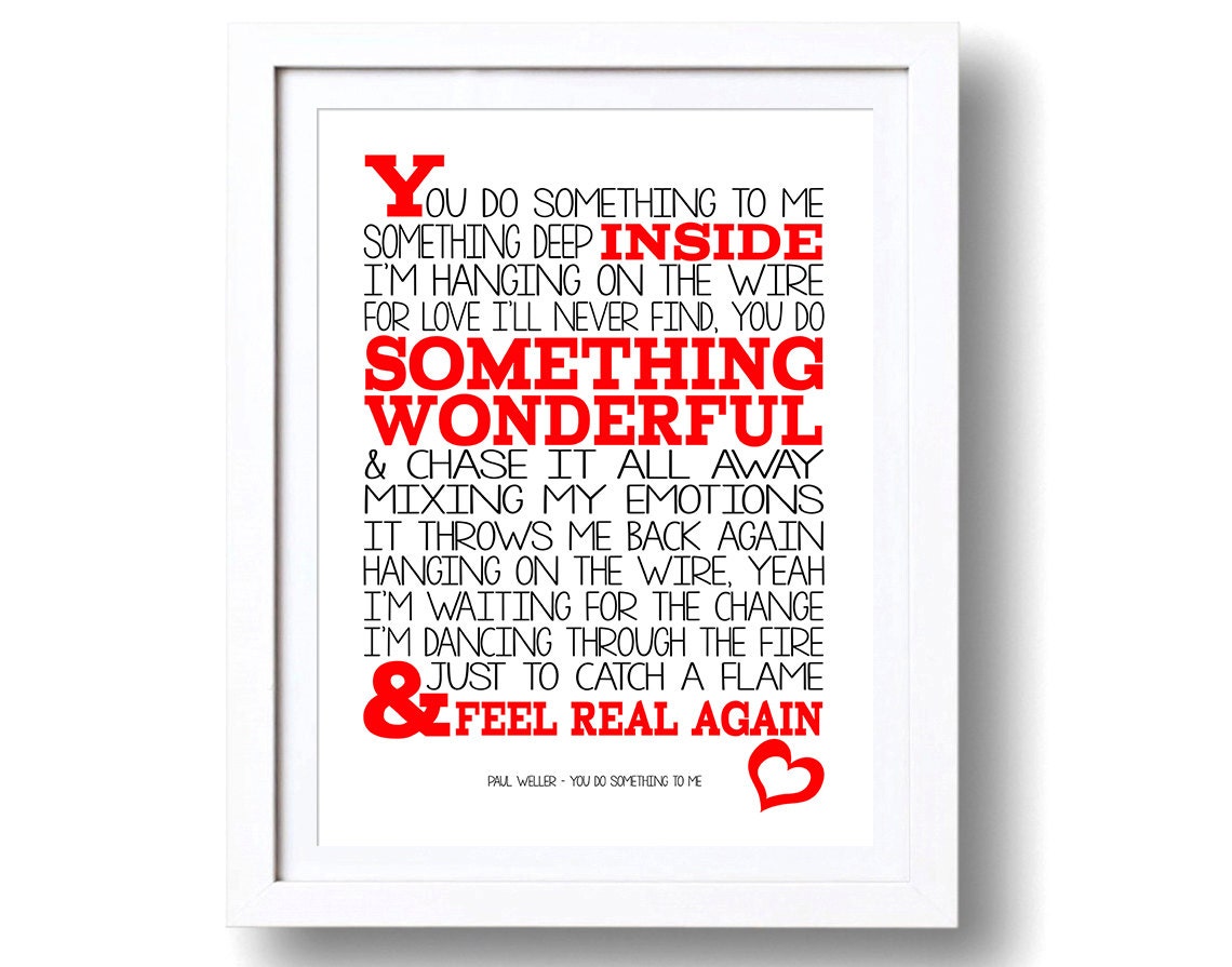 Paul Weller Song Lyrics You Do Something To Me Lyric | Etsy
