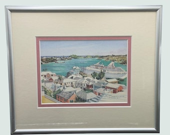 94 VGT Jill Amos Raine St. Georges Harbour, Bermuda Signed Lithograph Art