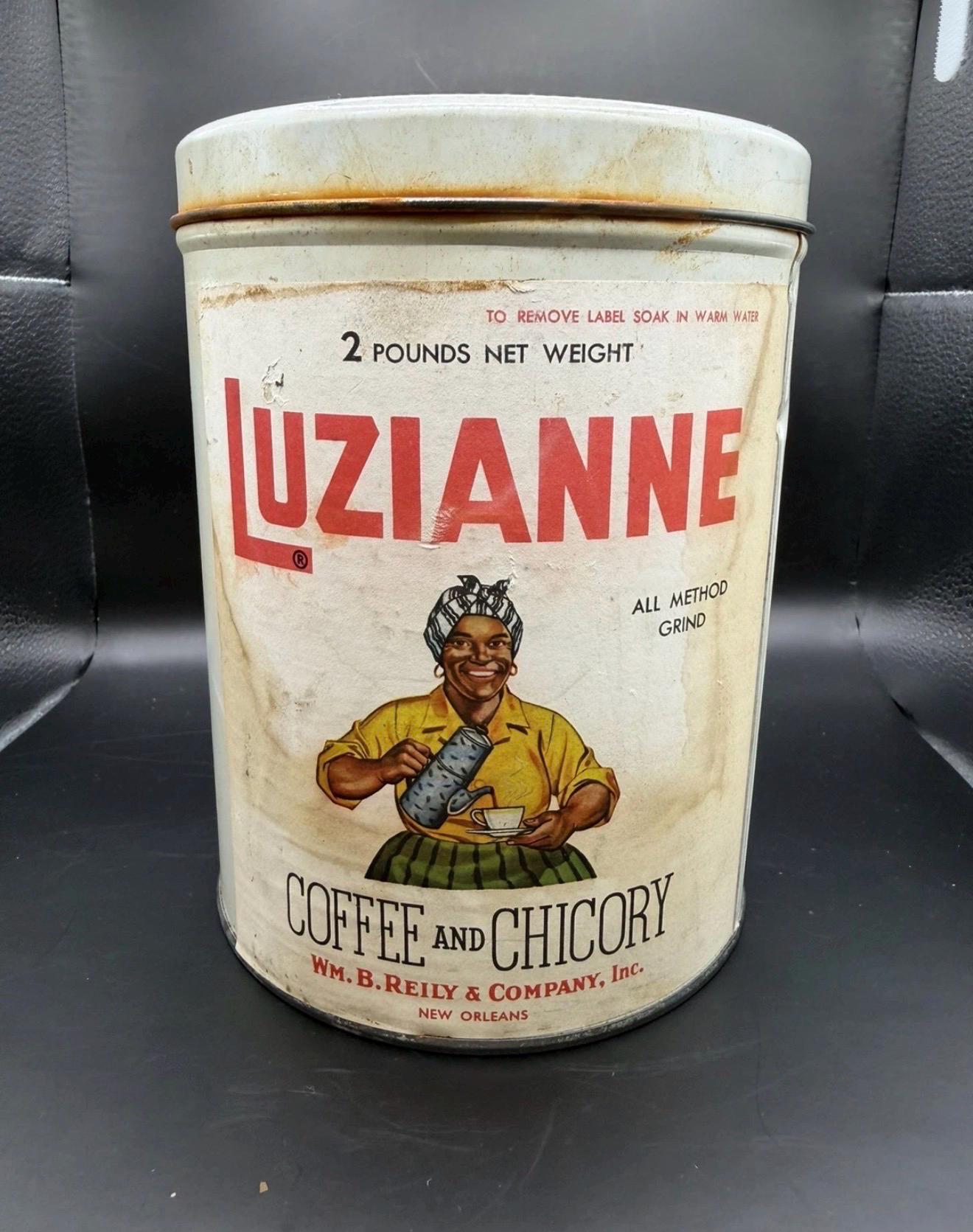 Vintage Luzianne Coffee and Chicory Tin 2 Lb W/lid New Orleans