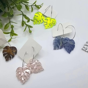 Monstera Leaf Hoop Earrings – Acrylic Statement Earrings