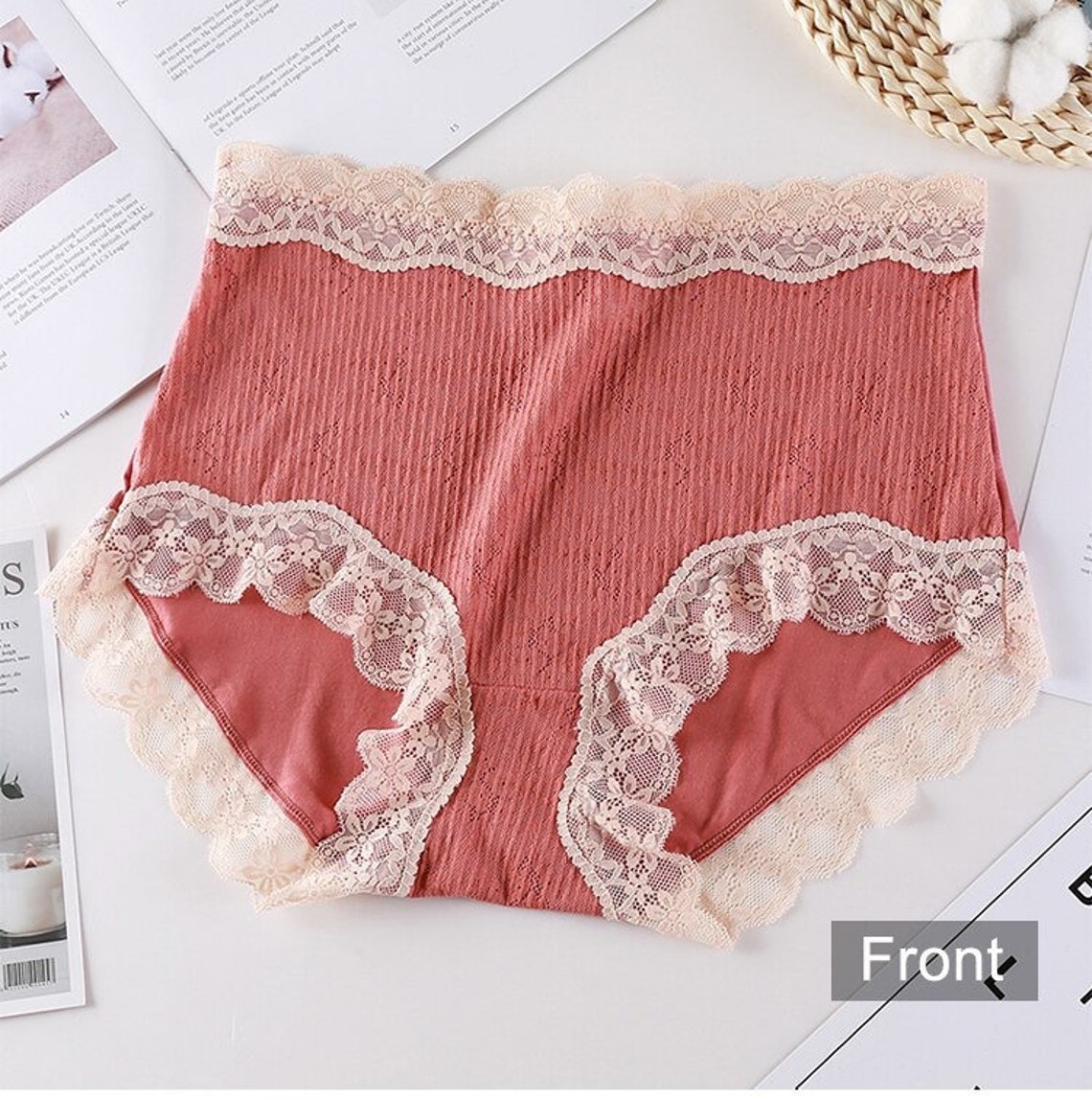 Lace Plus size Panties. Cotton Panties with Lace front panel Etsy