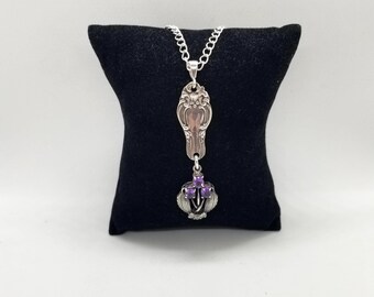 Antique Sterling Spoon, Pendant with Purple Accent