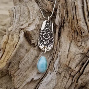 Wm Rogers, Jubilee, Silver Plated Silverware Pendant with Larimar, from 1953