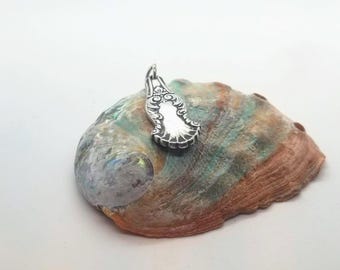 Mysterious Scalloped-Edge Silver-Plated Silverware Pendant Circa 1950s