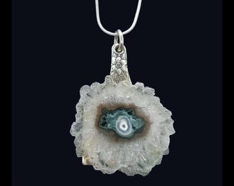 Unique Polished Stalagmite, Silver-Plated Fork Pendant (One of a Kind)