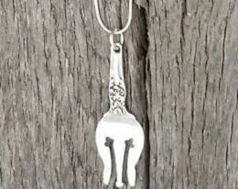 Fork Necklace, Sterling Fork, Fork Pendant, Silverware Jewelry, Vintage Necklace, Sterling Necklace, Antique Sterling Necklace