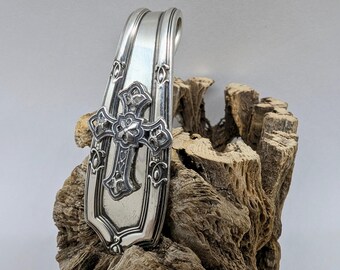 Repurposed Sterling Silverware, Slide Pendant, Cross