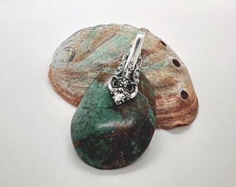 Wallace, Grande Baroque Sterling Silver, Demitasse Spoon, Chrysocolla Pendant from 1941