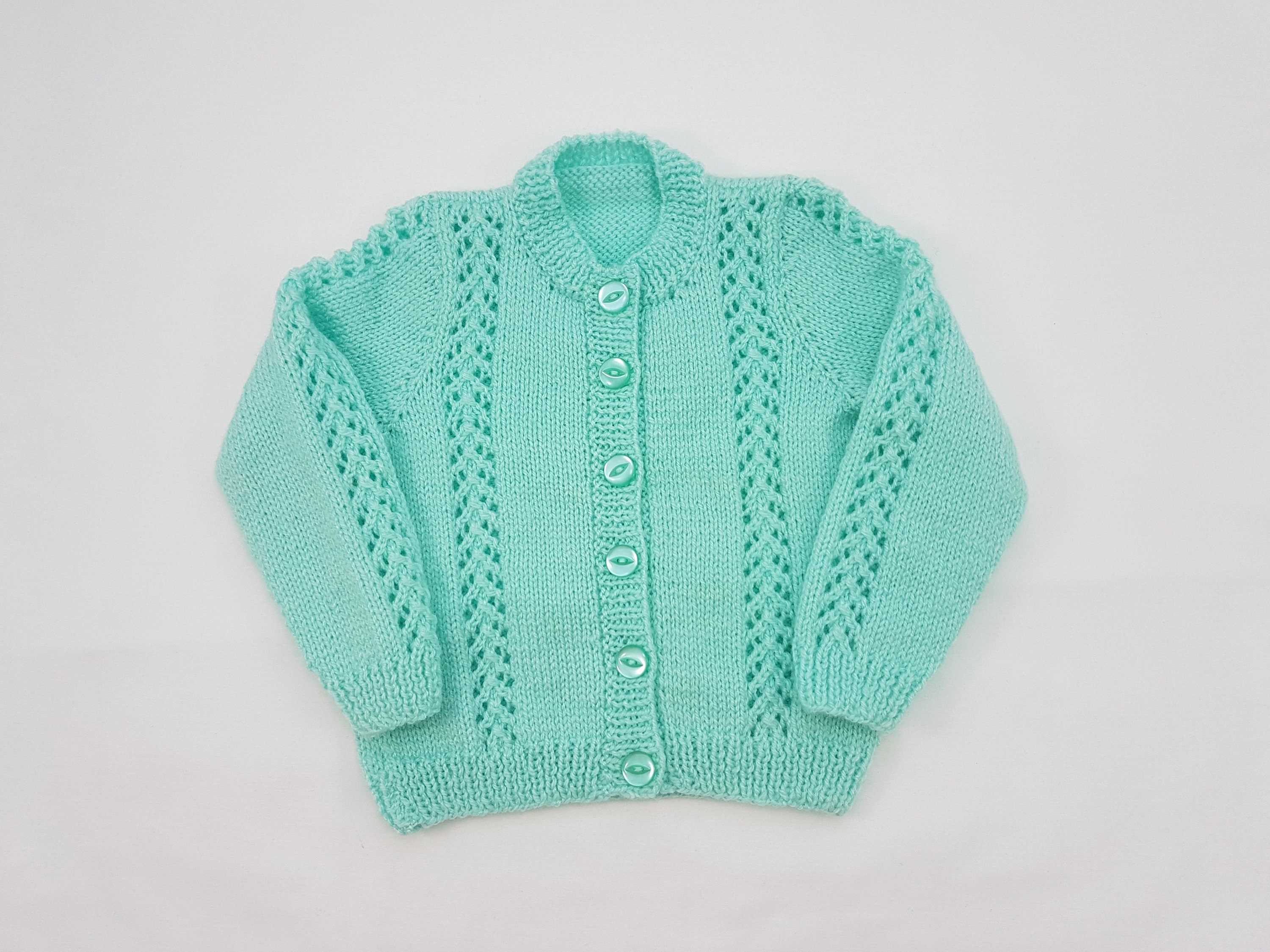 Mint Green baby girls sweater / cardigan. Size: 6-9 Months | Etsy