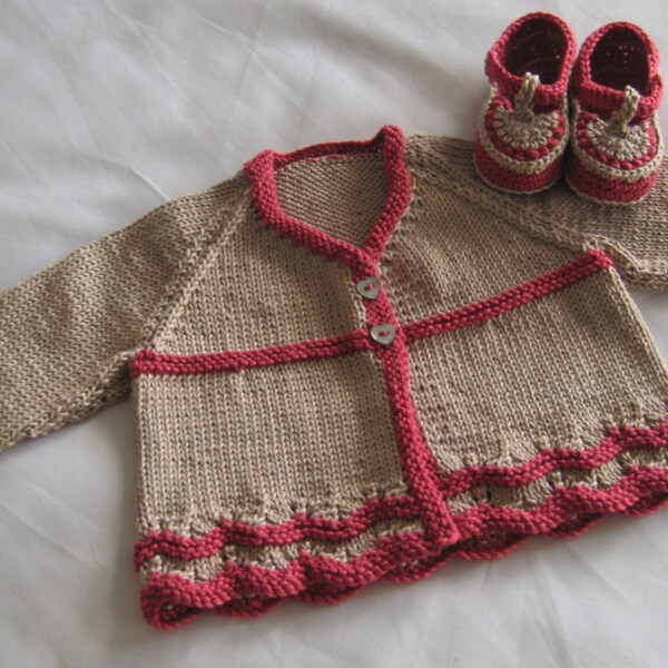 SALE: Cotton cardigan and booties 0-3 months