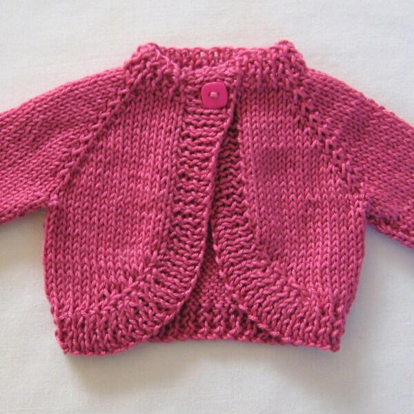 Waldorf Doll cardigan in raspberry (fits 14" doll).