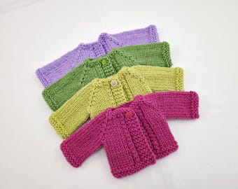 12" inch Waldorf Doll Cardigans, 12 inch doll sweater, doll clothes, fits 12" inch slim dolls, Tilda dolls, DFH Sprite, Hazel Village.