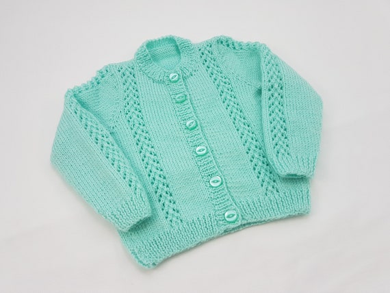 Mint Green baby girls sweater / cardigan. Size: 6-9 Months | Etsy