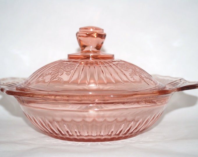 Pink Mayfair Depression Glass Butter Dish With Cover 1930s Etsy