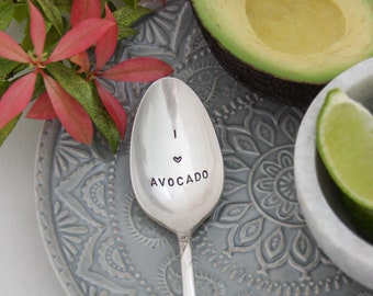 I (heart) Avocado Stamped Spoon, Foodie Gift, Avocado Gifts, Avocado Toast, Hostess Gift, Vegan, Teacher Gifts, Sustainable Gifts,