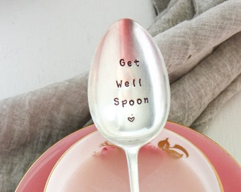 Get Well Spoon Stamped Spoon, Denken aan jou, Get Well, Aanmoediging Gift, Lepel Theorie, Zorgpakket Gift, Recovery Gift,