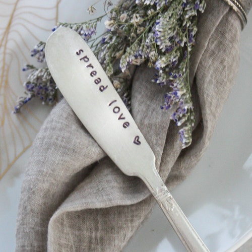 Spread Joy Stamped Spreader Stamped Knife Cheese Knife Etsy