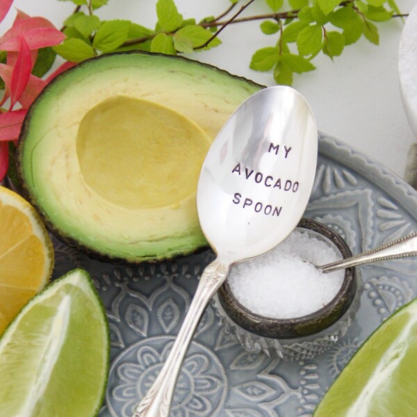 My Avocado Spoon Stamped Spoon, Avocado Lover, Clean Eating, Avocado Toast, Hostess Gift, Vegan, Teacher Gifts, Sustainable Gifts,