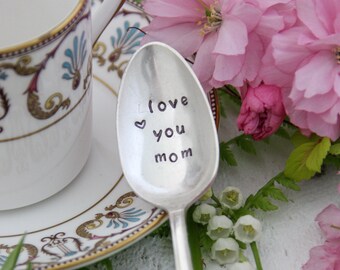 Love You Mom Stamped Spoon, Mother's Day, Gift for Mom, Mothers Day Gift, Gift Women, Mum Gift, Love You Nana, Love You Grandma