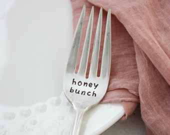 Honey Bunch Hand Stamped Fork, Dessert Fork, Sustainable Gift, Stocking Stuffer, Sugar Pie Honey Bunch, Foodie Gift, Dessert Lover Gift