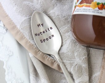 My Nutella Spoon, Handstamped Spoon, Nutella Gift, Foodie Gift, Best Friend Gift, Stocking Stuffer, Dad Gift, Nutella Spoon, Gift for Kids