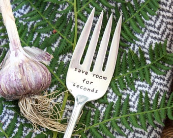 Save Room For Seconds Stamped Serving Fork, Foodie Gift, Hostess Gift, Cooking Gift, Thanksgiving Gift, Mom's Cooking, Mom's Kitchen