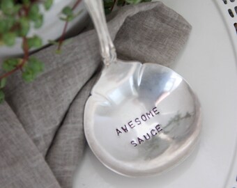 Awesome Sauce Hand Stamped Ladle, Hostess Gift, Foodie Gift, Thanksgiving Table Decor