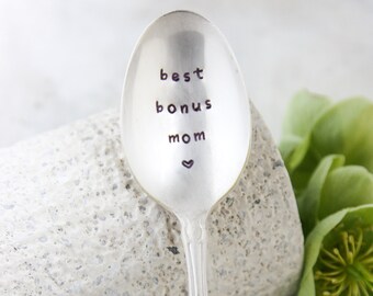 Best Bonus Mom Stamped Spoon, Gift for Mother-In-Law, Gift for Stepmom, Gift for Aunt, Gift for Grandma, Gift for Sister In Law