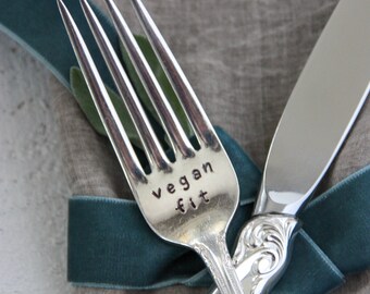 Vegan Fit Stamped Fork, Vegan Gift, Vegetarian Gift, Aspiring Chef, Foodie Gift, Healthy Eating, Nutrition, Body Posititve, Plant Based