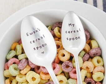 My cereal spoon Handstamped Spoon, Personalized Gift, Foodie Gift, Stocking Stuffer, Cereal Spoon, Cereal Lover