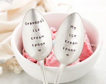 Ma cuillère à glace Handstamped Spoon, Cadeau personnalisé, Cadeau gourmand, Stocking Stuffer