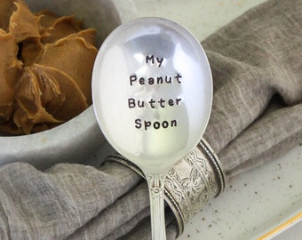 My Peanut Butter Spoon Handstamped Spoon, Peanut Butter Spoon, Peanut Butter Gift, Foodie Gift, Vegan Gift, Best Friend Gifts